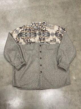 Roper Beige & Gray Patterned Yoke Shirt Jacket